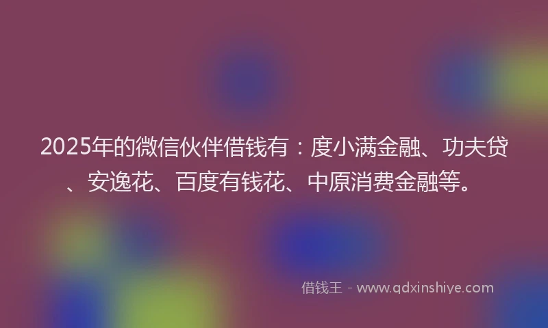 2025年的微信伙伴借钱有：度小满金融、功夫贷、安逸花、百度有钱花、中原消费金融等。