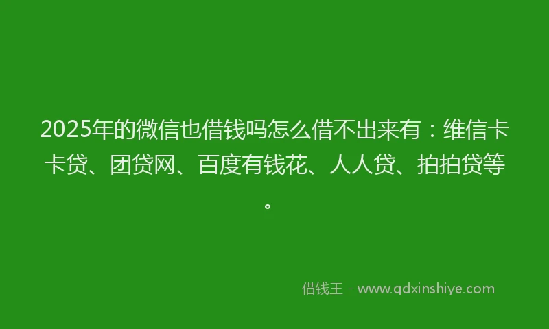 2025年的微信也借钱吗怎么借不出来有：维信卡卡贷、团贷网、百度有钱花、人人贷、拍拍贷等。