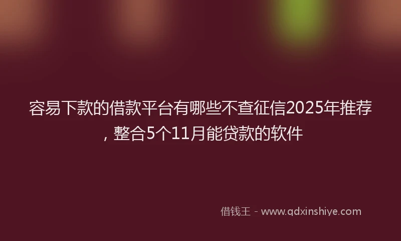 容易下款的借款平台有哪些不查征信2025年推荐，整合5个11月能贷款的软件