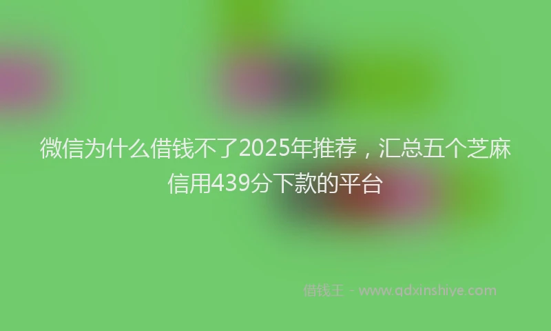微信为什么借钱不了2025年推荐，汇总五个芝麻信用439分下款的平台
