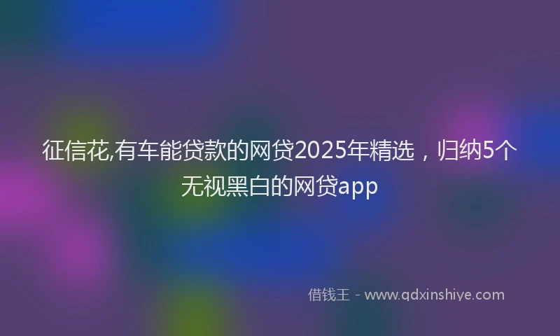 征信花,有车能贷款的网贷2025年精选，归纳5个无视黑白的网贷app