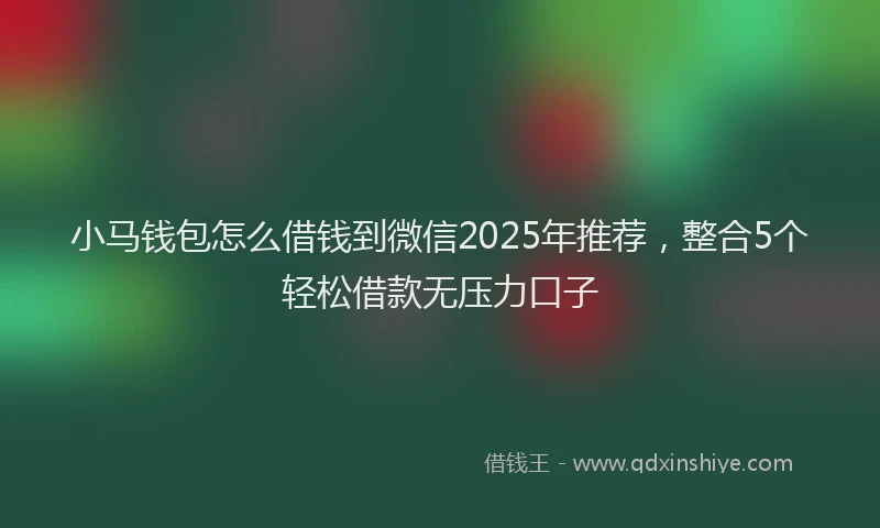 小马钱包怎么借钱到微信2025年推荐，整合5个轻松借款无压力口子