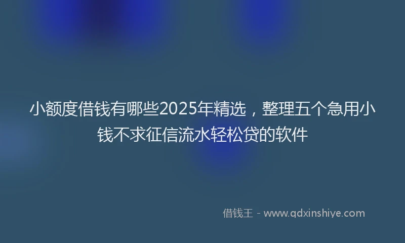 小额度借钱有哪些2025年精选，整理五个急用小钱不求征信流水轻松贷的软件