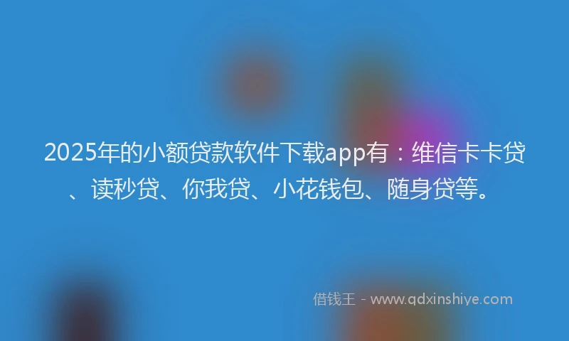 2025年的小额贷款软件下载app有：维信卡卡贷、读秒贷、你我贷、小花钱包、随身贷等。