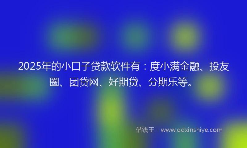 2025年的小口子贷款软件有：度小满金融、投友圈、团贷网、好期贷、分期乐等。