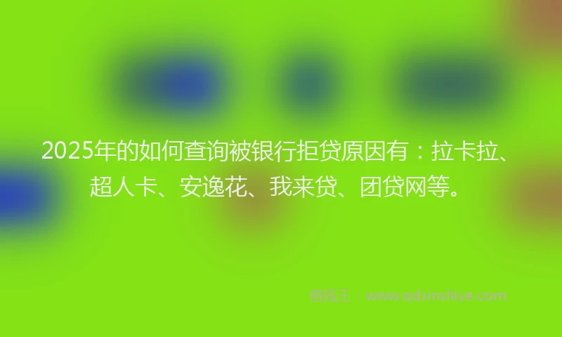 2025年的如何查询被银行拒贷原因有：拉卡拉、超人卡、安逸花、我来贷、团贷网等。