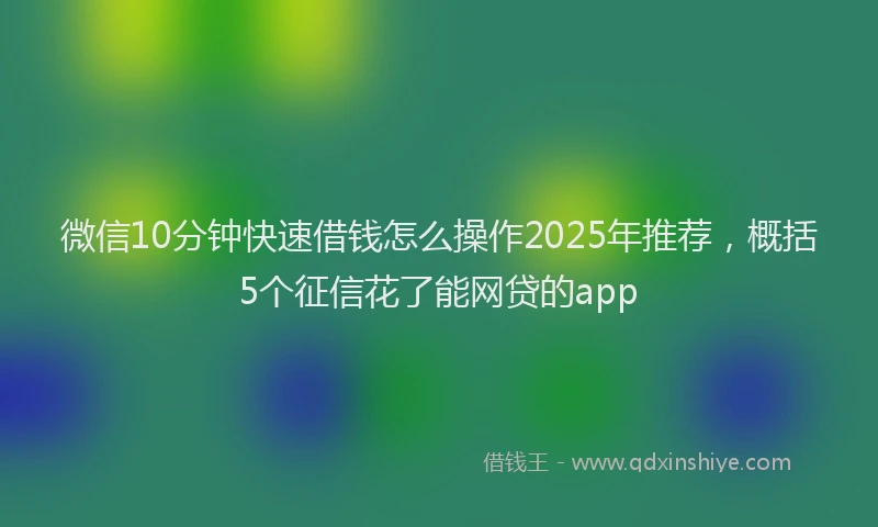 微信10分钟快速借钱怎么操作2025年推荐，概括5个征信花了能网贷的app