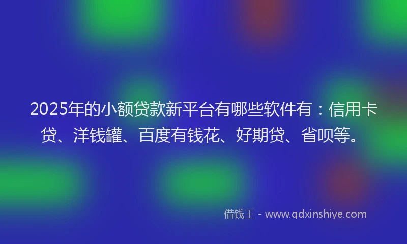 2025年的小额贷款新平台有哪些软件有：信用卡贷、洋钱罐、百度有钱花、好期贷、省呗等。