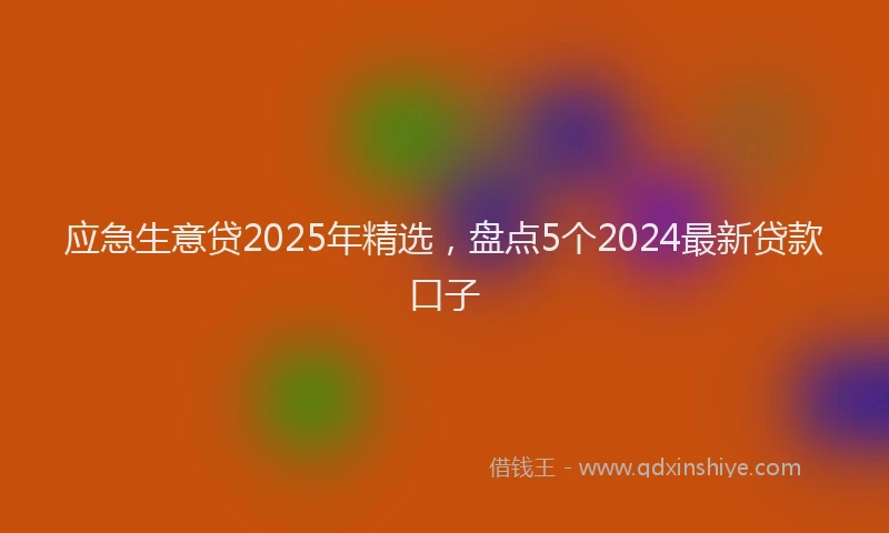 应急生意贷2025年精选，盘点5个2024最新贷款口子