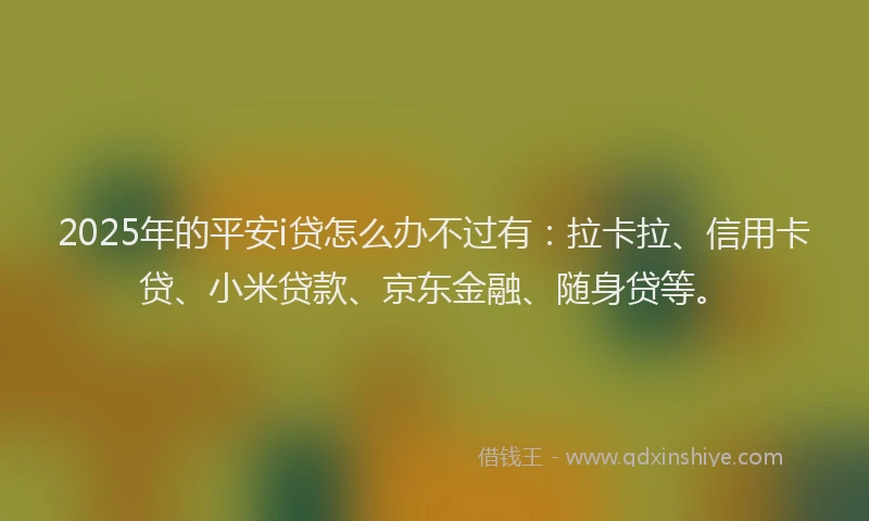 2025年的平安i贷怎么办不过有：拉卡拉、信用卡贷、小米贷款、京东金融、随身贷等。