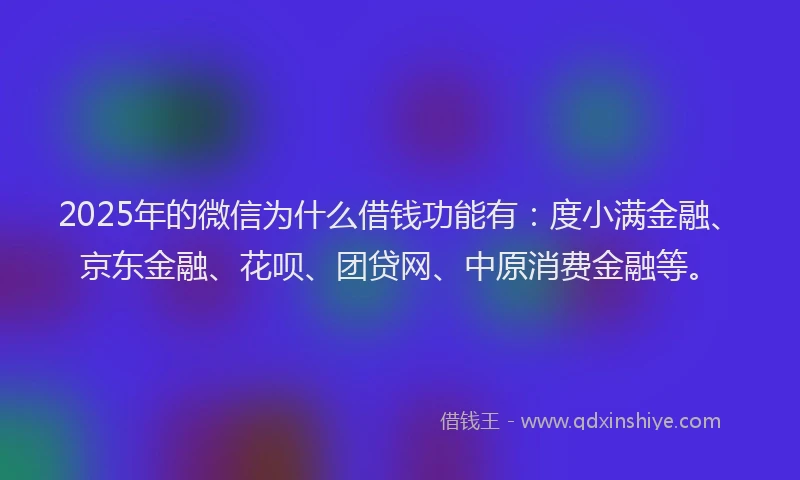 2025年的微信为什么借钱功能有：度小满金融、京东金融、花呗、团贷网、中原消费金融等。