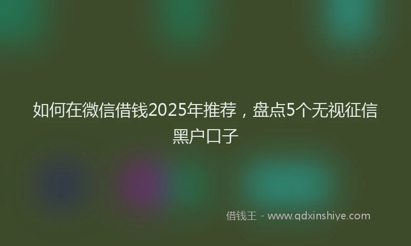 如何在微信借钱2025年推荐，盘点5个无视征信黑户口子