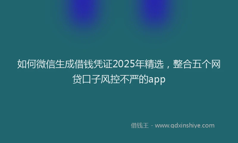 如何微信生成借钱凭证2025年精选，整合五个网贷口子风控不严的app