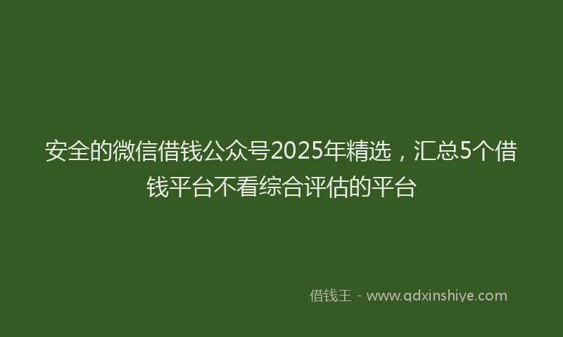 安全的微信借钱公众号2025年精选，汇总5个借钱平台不看综合评估的平台