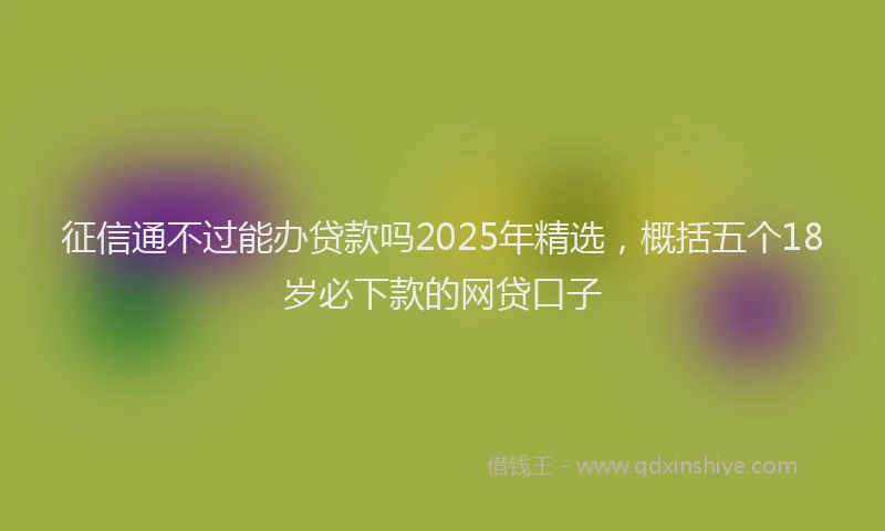 征信通不过能办贷款吗2025年精选，概括五个18岁必下款的网贷口子