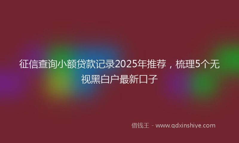 征信查询小额贷款记录2025年推荐，梳理5个无视黑白户最新口子