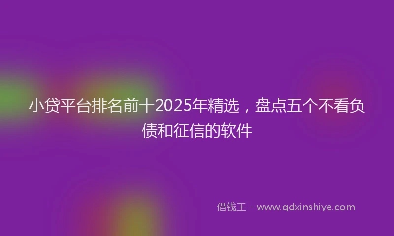 小贷平台排名前十2025年精选，盘点五个不看负债和征信的软件