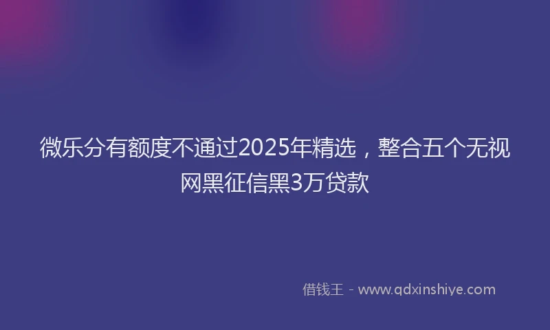 微乐分有额度不通过2025年精选，整合五个无视网黑征信黑3万贷款