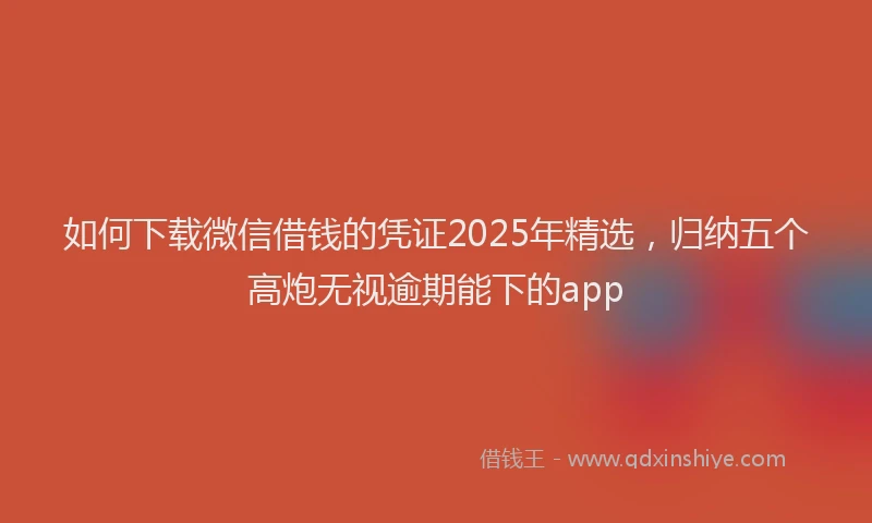 如何下载微信借钱的凭证2025年精选，归纳五个高炮无视逾期能下的app
