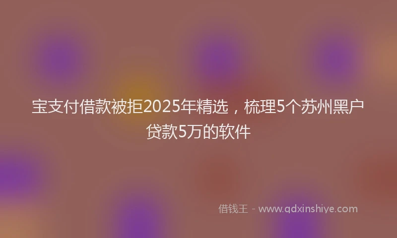 宝支付借款被拒2025年精选，梳理5个苏州黑户贷款5万的软件
