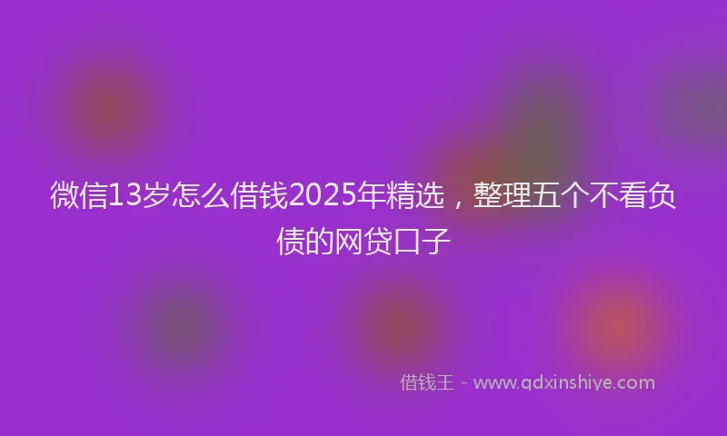 微信13岁怎么借钱2025年精选，整理五个不看负债的网贷口子