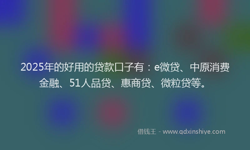 2025年的好用的贷款口子有:e微贷、中原消费金融、51人品贷、惠商贷、微粒贷等。