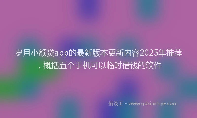 岁月小额贷app的最新版本更新内容2025年推荐，概括五个手机可以临时借钱的软件