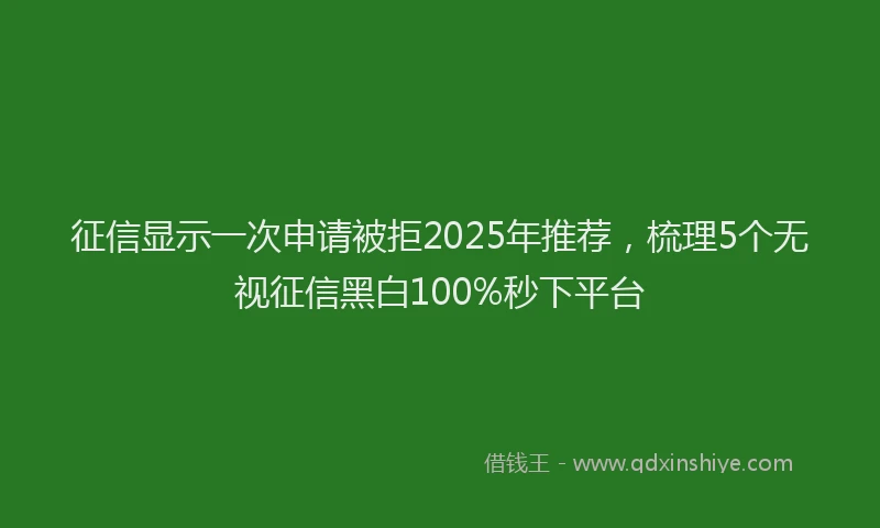 征信显示一次申请被拒2025年推荐，梳理5个无视征信黑白100%秒下平台