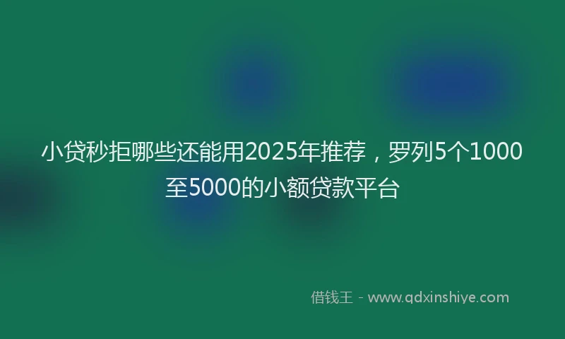 小贷秒拒哪些还能用2025年推荐，罗列5个1000至5000的小额贷款平台
