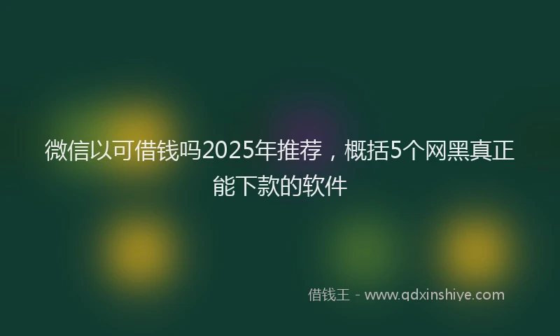 微信以可借钱吗2025年推荐，概括5个网黑真正能下款的软件