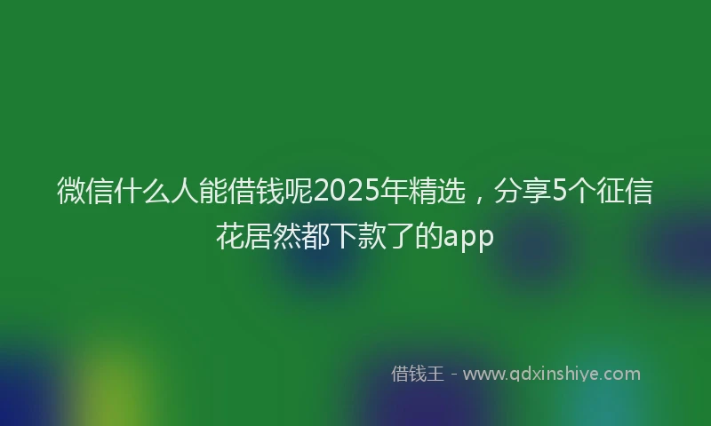 微信什么人能借钱呢2025年精选，分享5个征信花居然都下款了的app