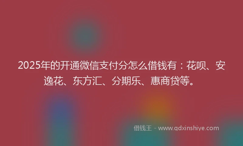 2025年的开通微信支付分怎么借钱有：花呗、安逸花、东方汇、分期乐、惠商贷等。