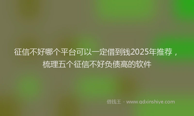征信不好哪个平台可以一定借到钱2025年推荐，梳理五个征信不好负债高的软件