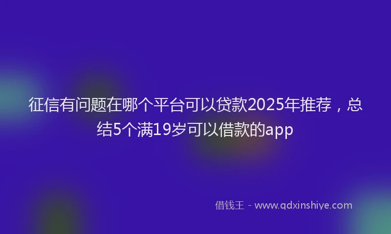 征信有问题在哪个平台可以贷款2025年推荐，总结5个满19岁可以借款的app