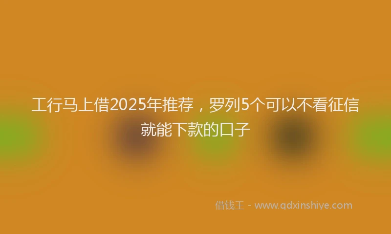 工行马上借2025年推荐，罗列5个可以不看征信就能下款的口子