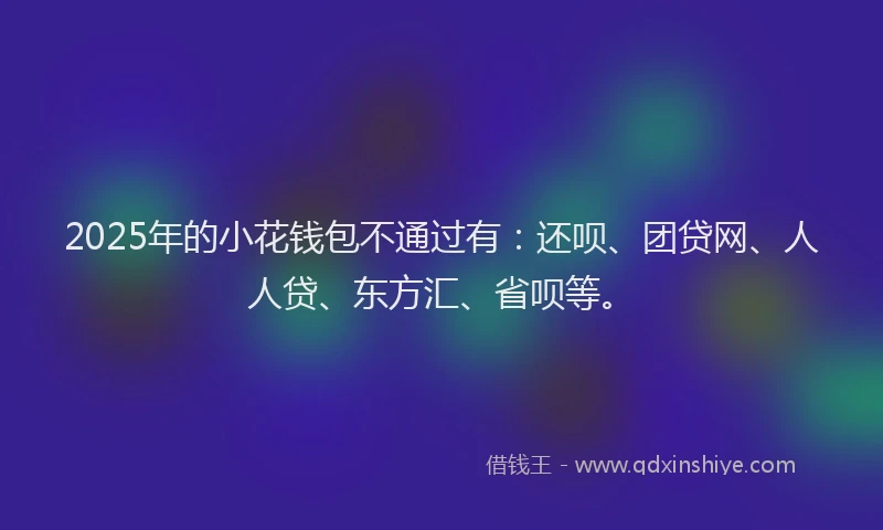 2025年的小花钱包不通过有：还呗、团贷网、人人贷、东方汇、省呗等。