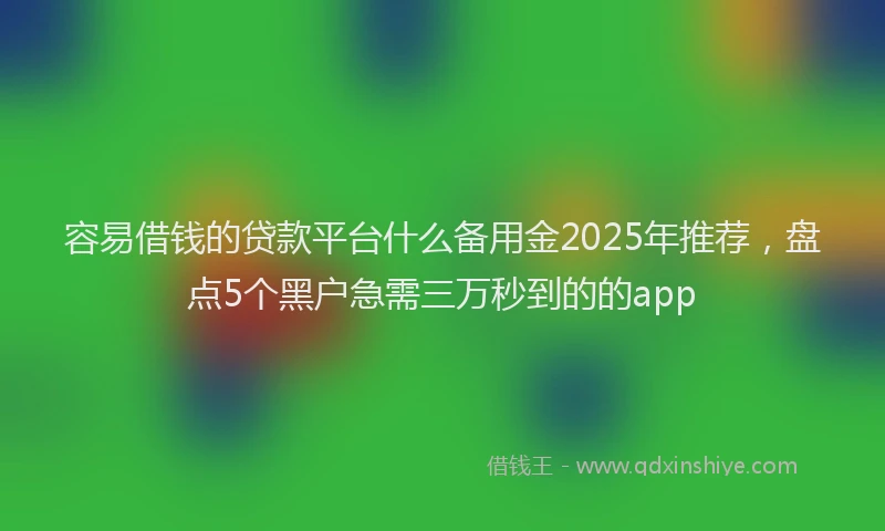 容易借钱的贷款平台什么备用金2025年推荐，盘点5个黑户急需三万秒到的的app