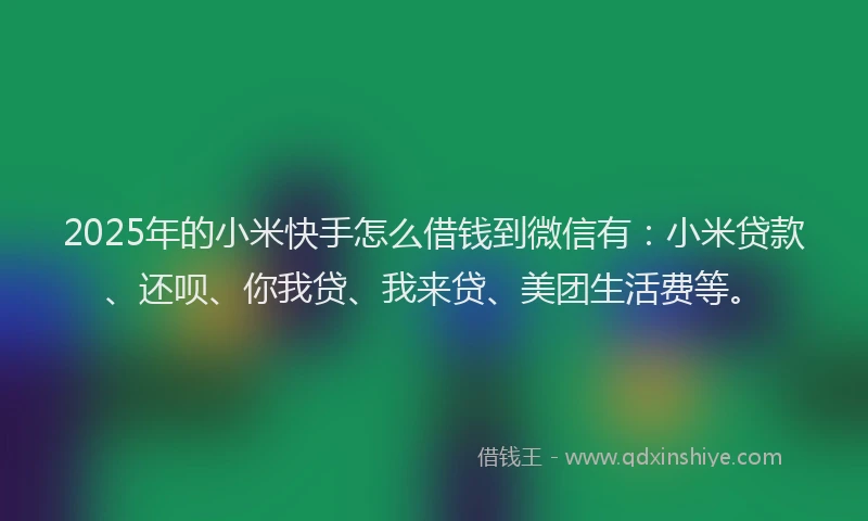 2025年的小米快手怎么借钱到微信有：小米贷款、还呗、你我贷、我来贷、美团生活费等。
