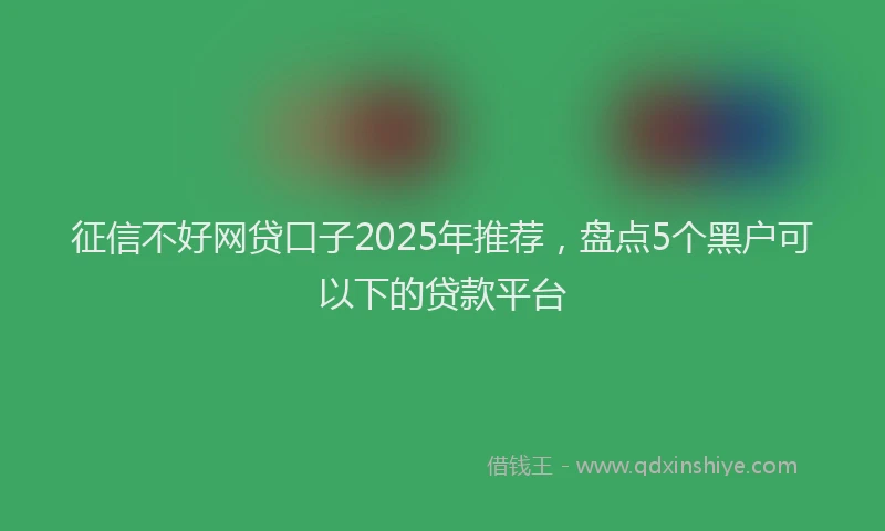 征信不好网贷口子2025年推荐，盘点5个黑户可以下的贷款平台