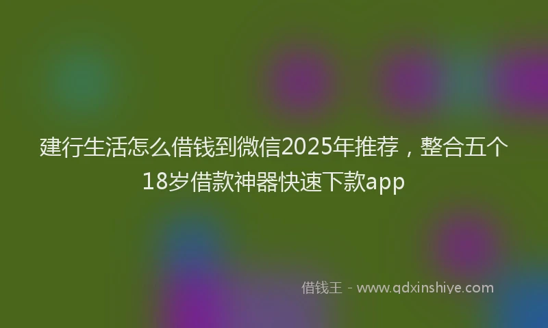 建行生活怎么借钱到微信2025年推荐，整合五个18岁借款神器快速下款app