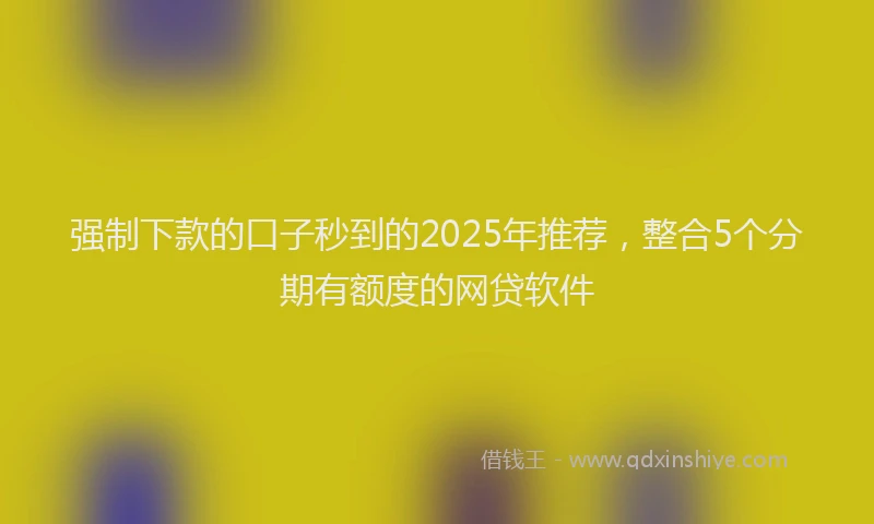 强制下款的口子秒到的2025年推荐，整合5个分期有额度的网贷软件
