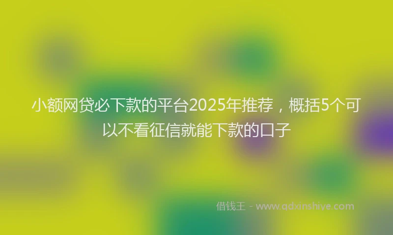 小额网贷必下款的平台2025年推荐，概括5个可以不看征信就能下款的口子