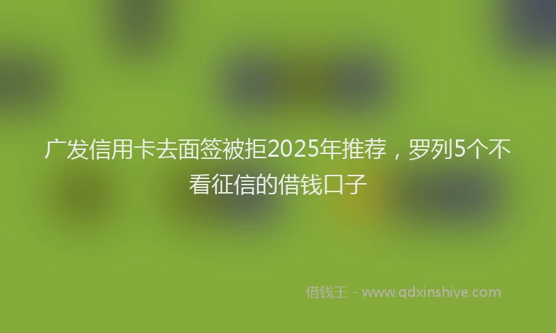 广发信用卡去面签被拒2025年推荐，罗列5个不看征信的借钱口子