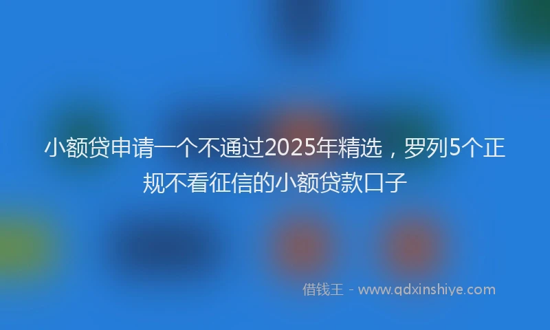 小额贷申请一个不通过2025年精选，罗列5个正规不看征信的小额贷款口子
