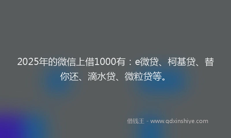 2025年的微信上借1000有：e微贷、柯基贷、替你还、滴水贷、微粒贷等。