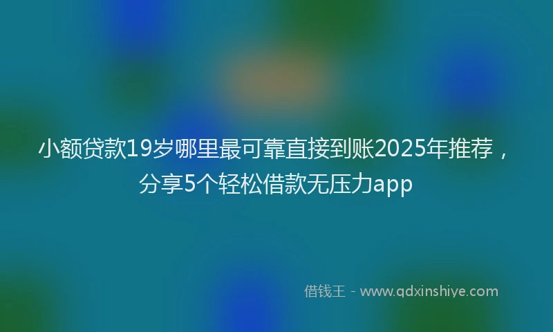 小额贷款19岁哪里最可靠直接到账2025年推荐，分享5个轻松借款无压力app