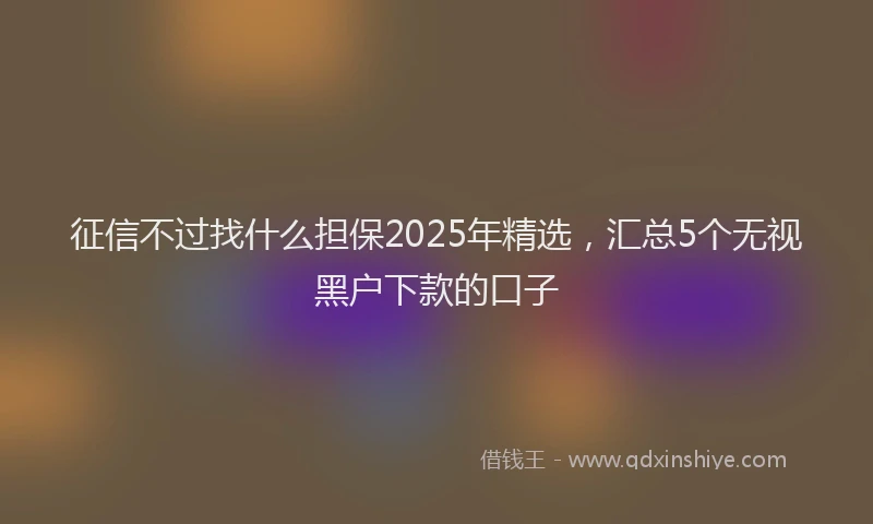 征信不过找什么担保2025年精选，汇总5个无视黑户下款的口子