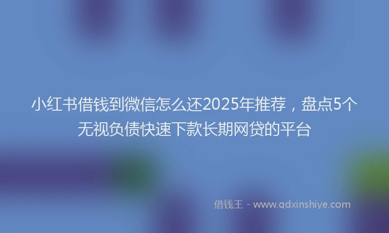 小红书借钱到微信怎么还2025年推荐，盘点5个无视负债快速下款长期网贷的平台