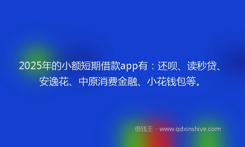 2025年的小额短期借款app有：还呗、读秒贷、安逸花、中原消费金融、小花钱包等。
