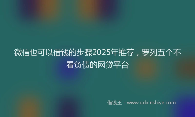 微信也可以借钱的步骤2025年推荐，罗列五个不看负债的网贷平台